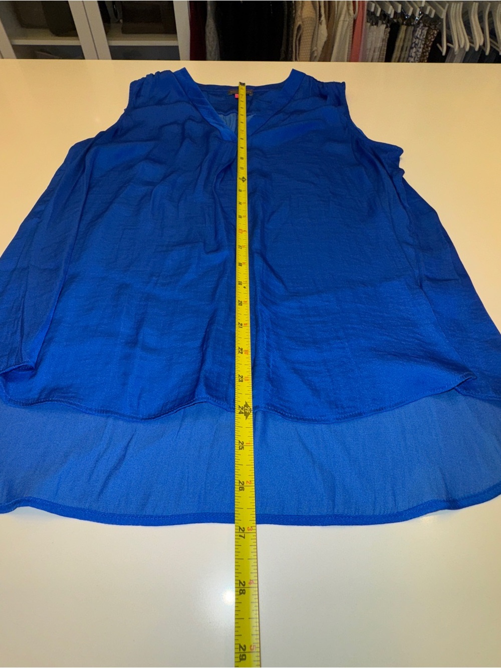 Vince Camuto Sleeveless V-Neck Satin Shell Top - Cobalt Blue - Picture 7 of 11